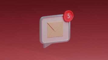 3d modèle texte l'amour message enveloppe icône avec comptoir. enveloppe courrier concept video
