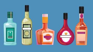 Drink bottles with different colors and styles isolated elements vector