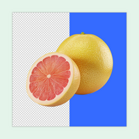 un Fresco pomelo con un medio cortar rebanada aislado en un transparente antecedentes psd