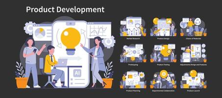 Product development concept. Flat illustration. vector