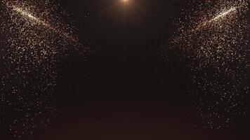 abstrait Contexte briller scintillait poussière en volant particules. Contexte pour vacances et prix, Noël. pluie de or points. animation sans couture boucle 4k video