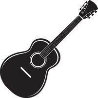 acústico guitarra ilustración negro y blanco vector