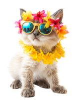 glücklich Katze mit Sommer- Kostüm isoliert png