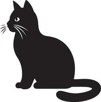 Cat silhouette. Black cat silhouette. Kitten silhouette vector