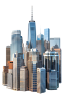el horizonte de un bullicioso ciudad representado en un sorprendentes 3d estilo emerge prominentemente png
