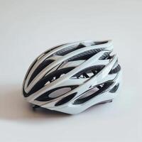 white bicycle helmet isolated on a white background photo