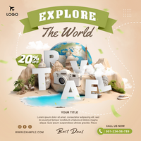 Travel Poster square post for travel agency Promotion psd