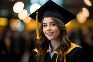 University Graduation Celebration Student Cheerful Girl Look Happy Celebrating Graduation photo