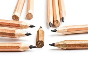 Wooden Pencils with Black Graphite Tips Close-up photo