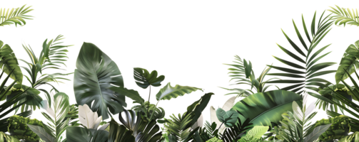 tropical selva folhagem ilustração com exuberante verde folhas em Preto fundo png