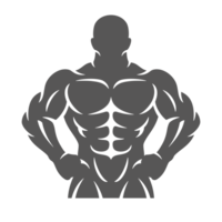 Bodybuilder männlich Hand gezeichnet Silhouette Illustration zum Jahrgang Logo Design png