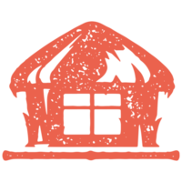 tropical rouge main dessin bungalow avec paille toit et fenêtre pour été Voyage vacances png