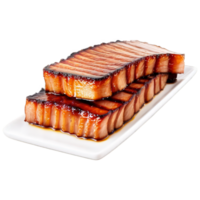 barbecue Maiale pancia fette con croccante pelle tenero carne e appiccicoso Smalto isolato trasparenza estate png