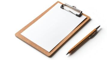 Realistic photo of a clipboard, isolated on a white background, clear focus