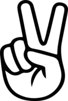 A hand holding a peace sign on a transparent background png