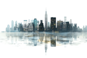 le horizon de une animé ville représenté dans une frappant 3d style émerge en bonne place png