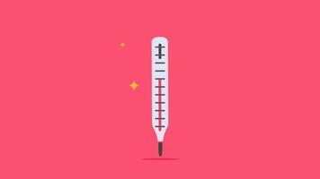 animado médico termómetro con temperatura subir y caer, sencillo gracioso movimiento gráfico explicación para salud y aptitud física, 4k animado video