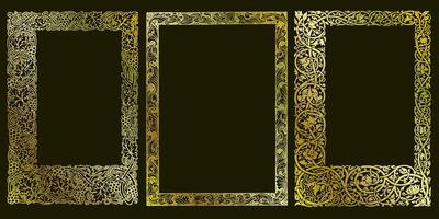 Decorative golden frames retro ornamental, vintage square ornaments and ornate border set vector