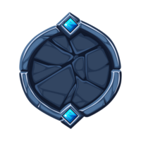 Round stone frame with gemstones. Empty cartoon frame for your game icons or slot symbols. APP frame png