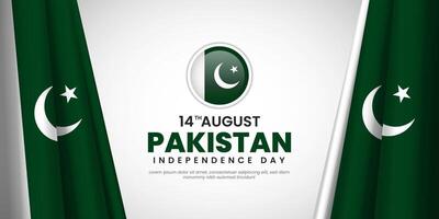 Pakistan independence day with copyspace background. Banner or ribbon with waving flag template vector