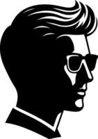 elegante chico silueta en negro y blanco plano estilo aislado en un blanco antecedentes vector