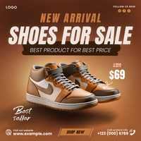Nouveau arrivée des chaussures social médias Publier conception psd