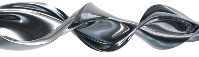 abstrait métallique vagues écoulement par espace avec une transparent Contexte png