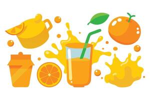Vibrant splash of orange juice illustration set on white background vector