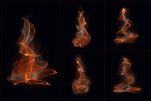 Abstract smoke fire flame curve wave background template set collection psd