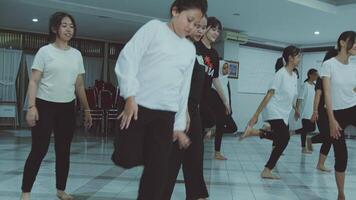 Women practicing dance moves in a spacious room video