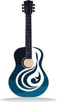 acústico guitarra con azul y blanco diseño vector