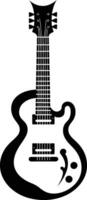 un simple, negro y blanco silueta de un eléctrico guitarra, Perfecto para música temática diseños, logotipos, y ilustraciones vector