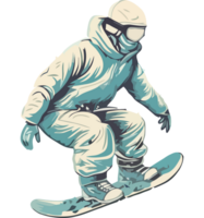 Snowboarder im Weiß passen und Brille png