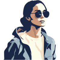 ein Frau tragen Sonnenbrille und ein Jacke png