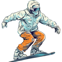 Snowboarder im Weiß Jacke und Orange Hose png