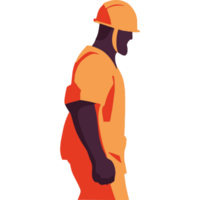 An illustration of a man in an orange shirt and hard hat png