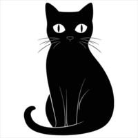 A black silhouette black cat on a white background vector
