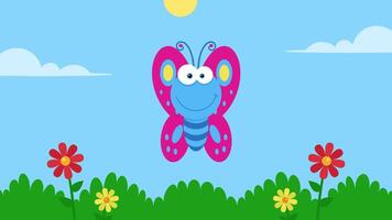 Cute Butterfly Cartoon Character Flying video