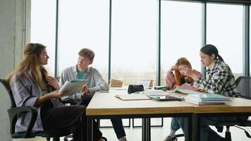 Group of high school students preparing to exam at classroom video