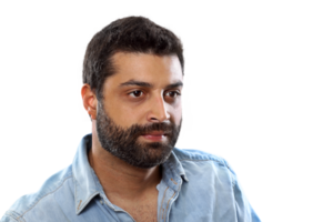 manlig modell med skägg Framställ på neutral bakgrund png