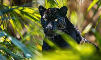 Black Panther Hidden Among Jungle Foliage. video