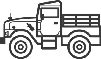 Black and White Line Drawing of a Pickup Truck vector