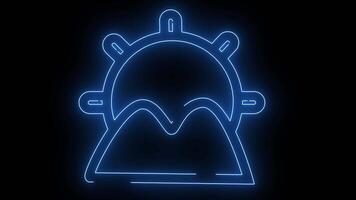 montagna e sole icona con un' raggiante neon effetto video