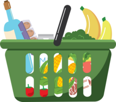 une panier plein de les courses avec fruit et des légumes png