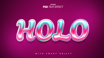 Hologram rainbow colorful party 3d text effect psd