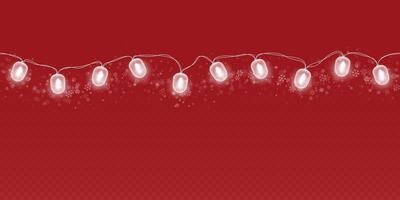 guirnalda de brillante bombillas aislado en rojo antecedentes. cuento de hadas Navidad LED luces decoración. vector