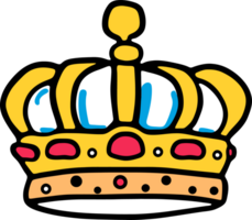 vibrante dibujos animados real corona ilustración con joyas en amarillo y azul png