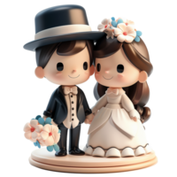 Casamento casal isolado em transparente fundo. 3d ilustração png