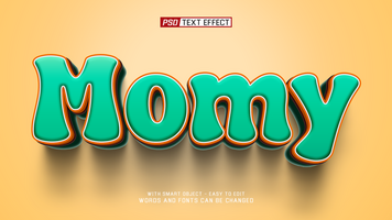 mamãe 3d texto efeito psd