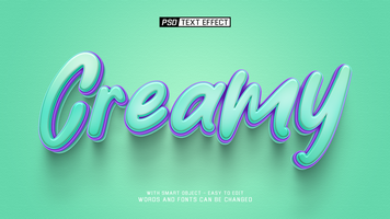 cremoso 3d texto efeito psd